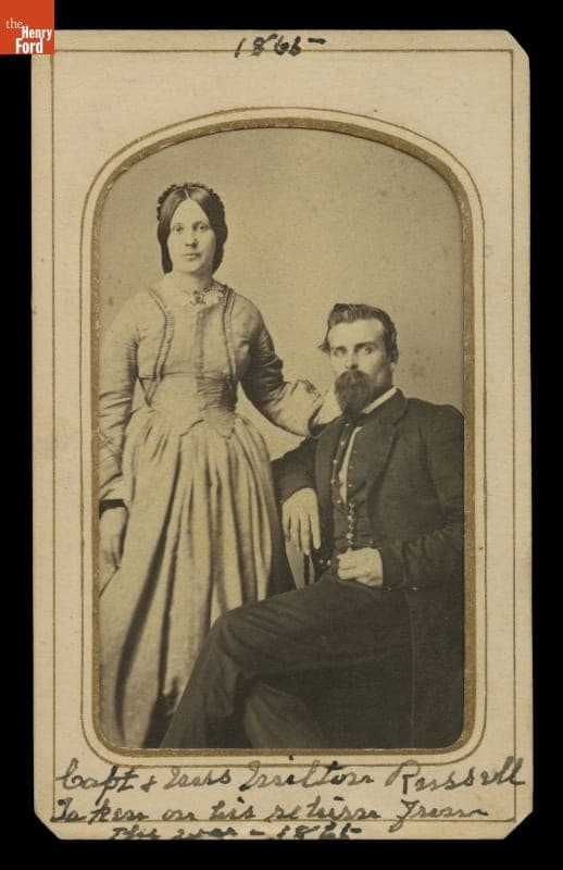Portrait, "Captain and Mrs. Milton Russell, Taken on His Return from the War," 1865