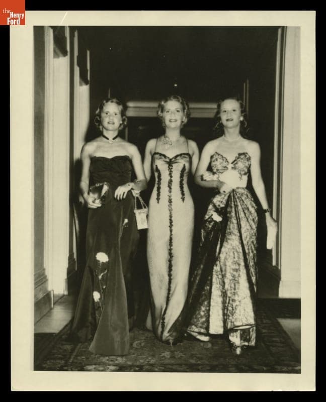 Elizabeth Parke Firestone at Her 25th Wedding Anniversary Celebration with Daughters Martha and Elizabeth, June 25, 1946