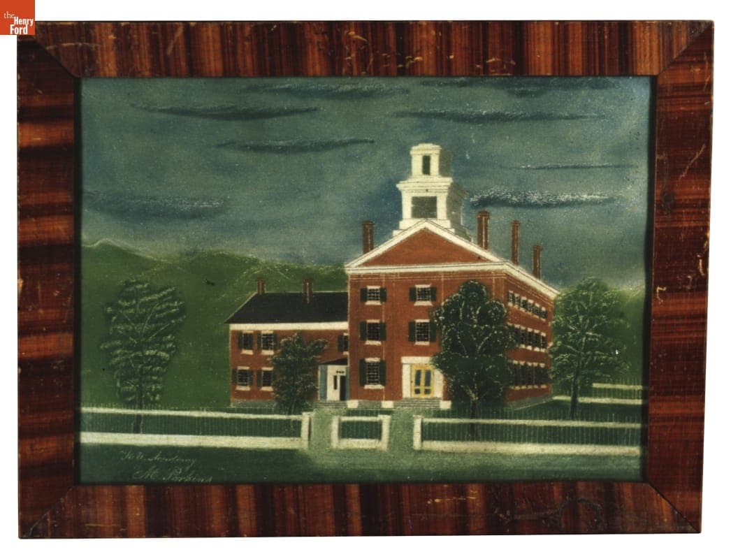 Pastel Painting, "Rochester Union Academy," by M. Perkins, 1840-1850