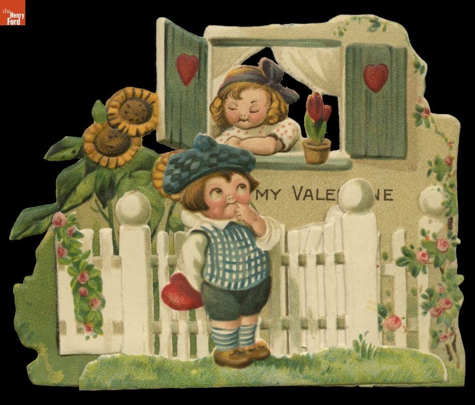 Fold-out Valentine's Day Card, "To My Valentine," 1900-1920
