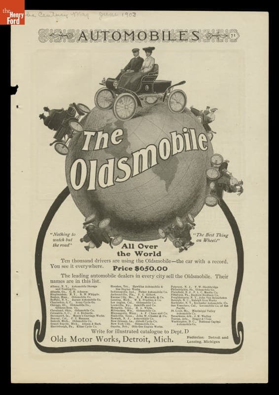 Olds Motor Works Advertisement from June 1903, "The Oldsmobile All Over the World"