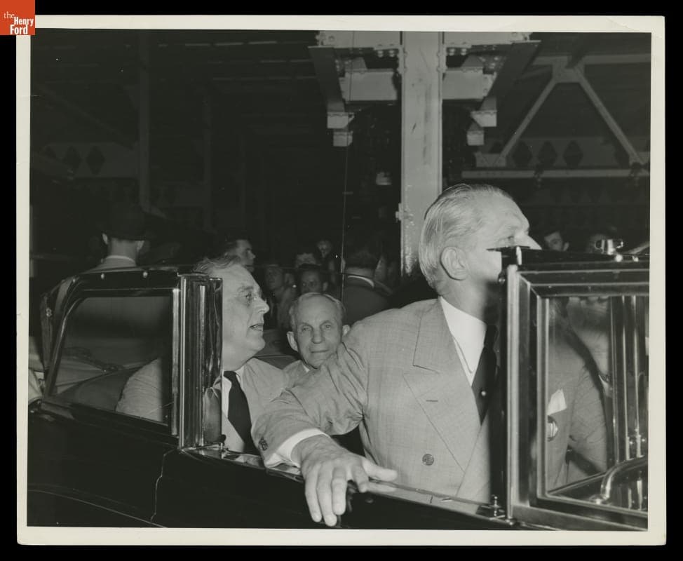 Henry Ford and President Franklin Roosevelt Touring the Willow Run Bomber Plant, 1942