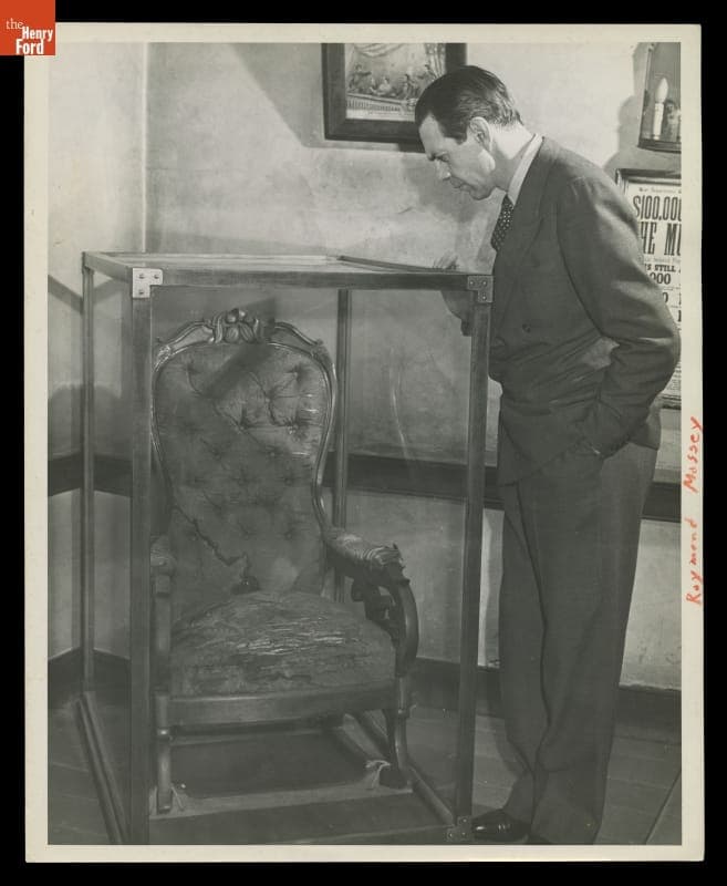 Raymond Massey Viewing the Abraham Lincoln Chair, Then Exhibited in Greenfield Village, November 1943