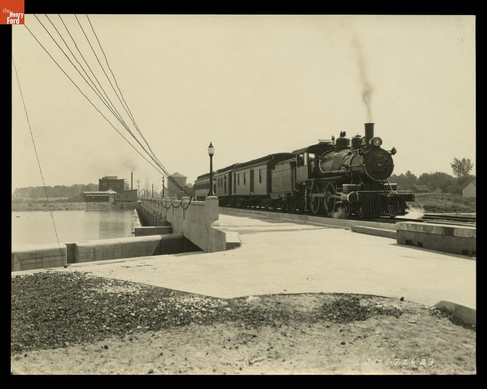 D.T. & I. Railroad Locomotive No. 16 at Ford Motor Company Headlight Plant, Flat Rock, Michigan, 1923
