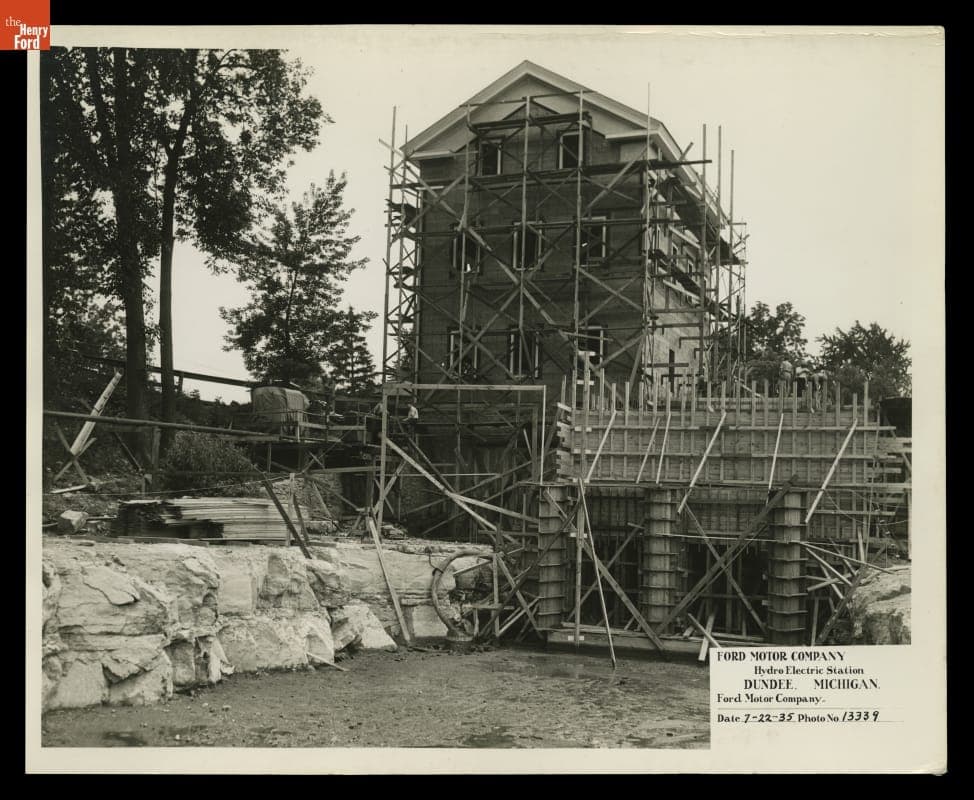 Construction at Ford Motor Company Hydroelectric Plant, Dundee, Michigan, July 1935