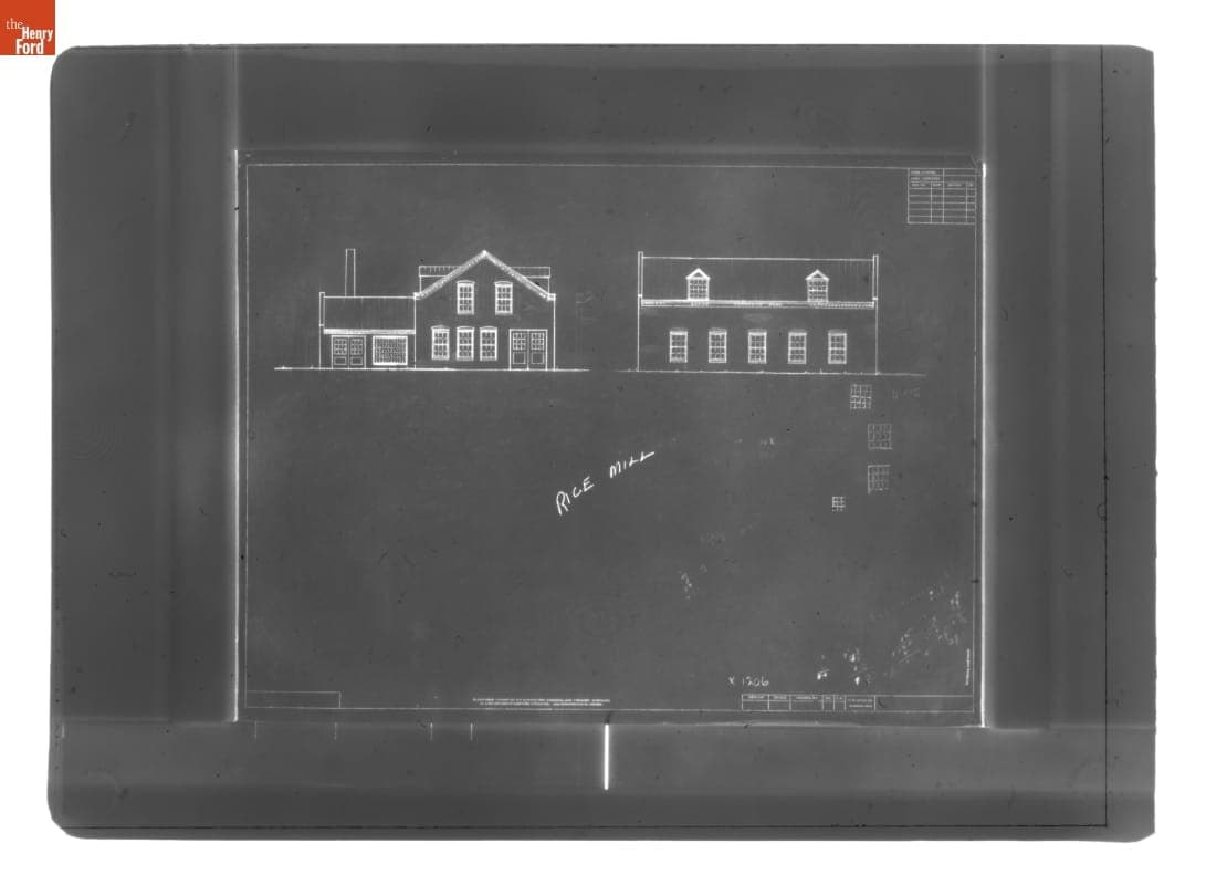 Drawing, Fairfield Rice Mill (now Pottery Shop) in Greenfield Village, circa 1935