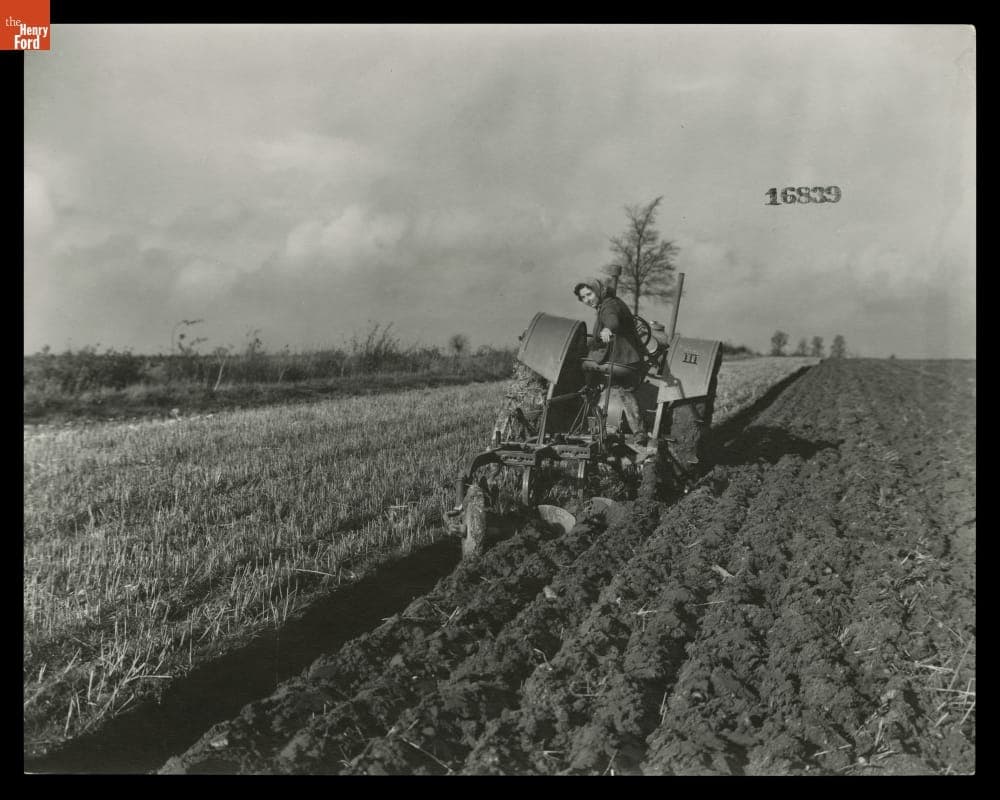 Woman Plowing a Field at Henry Ford Institute of Agricultural Engineering, England, 1939