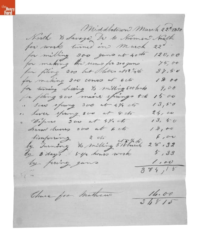 Wage Payment Receipt to Norman North from North and Savage Company, March 22, 1850
