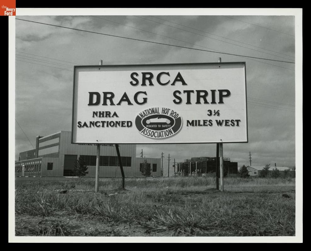 Sign for the SRCA Drag Strip, Great Bend, Kansas, 1955