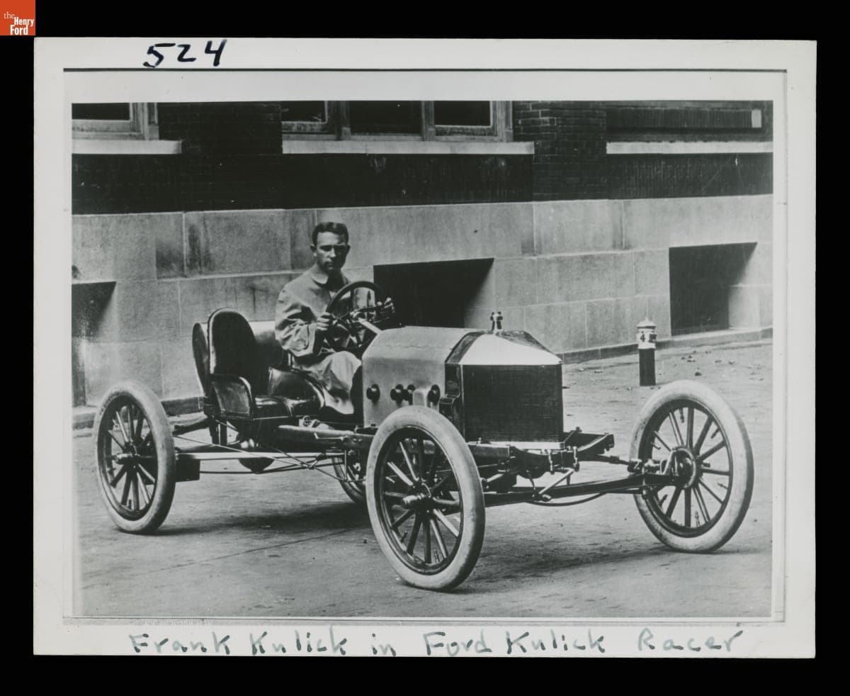 Frank Kulick Sitting in the 1910 Ford Model T Race Car "Kulick Racer"