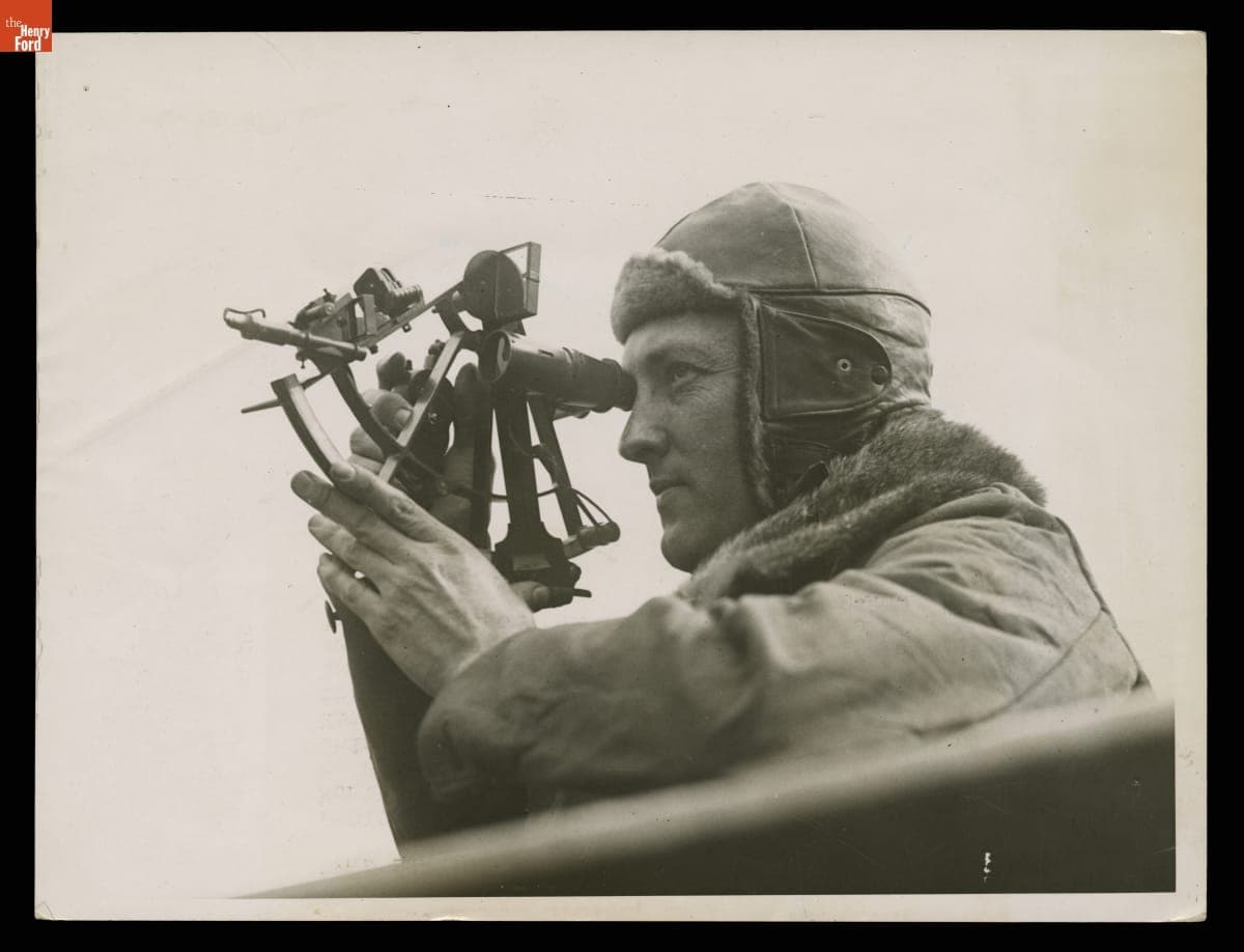 Richard E. Byrd Using a Sextant, circa 1927