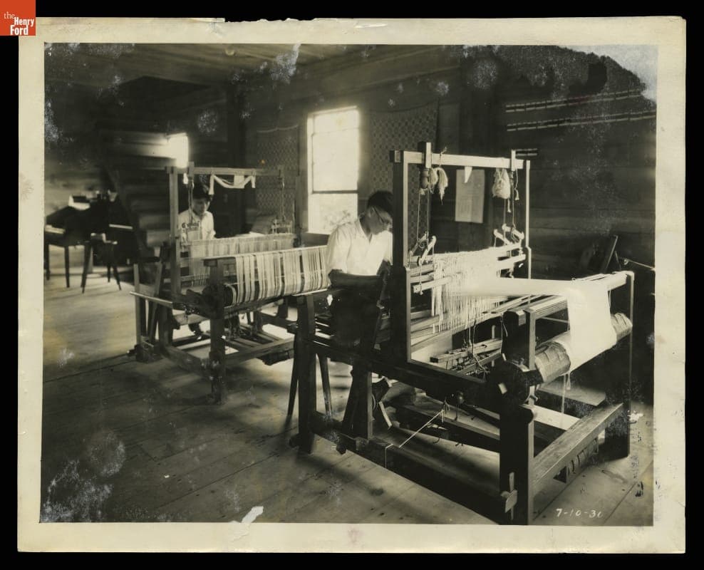 Student Weavers in Plymouth Carding Mill (now Gunsolly Carding Mill), Greenfield Village, 1930