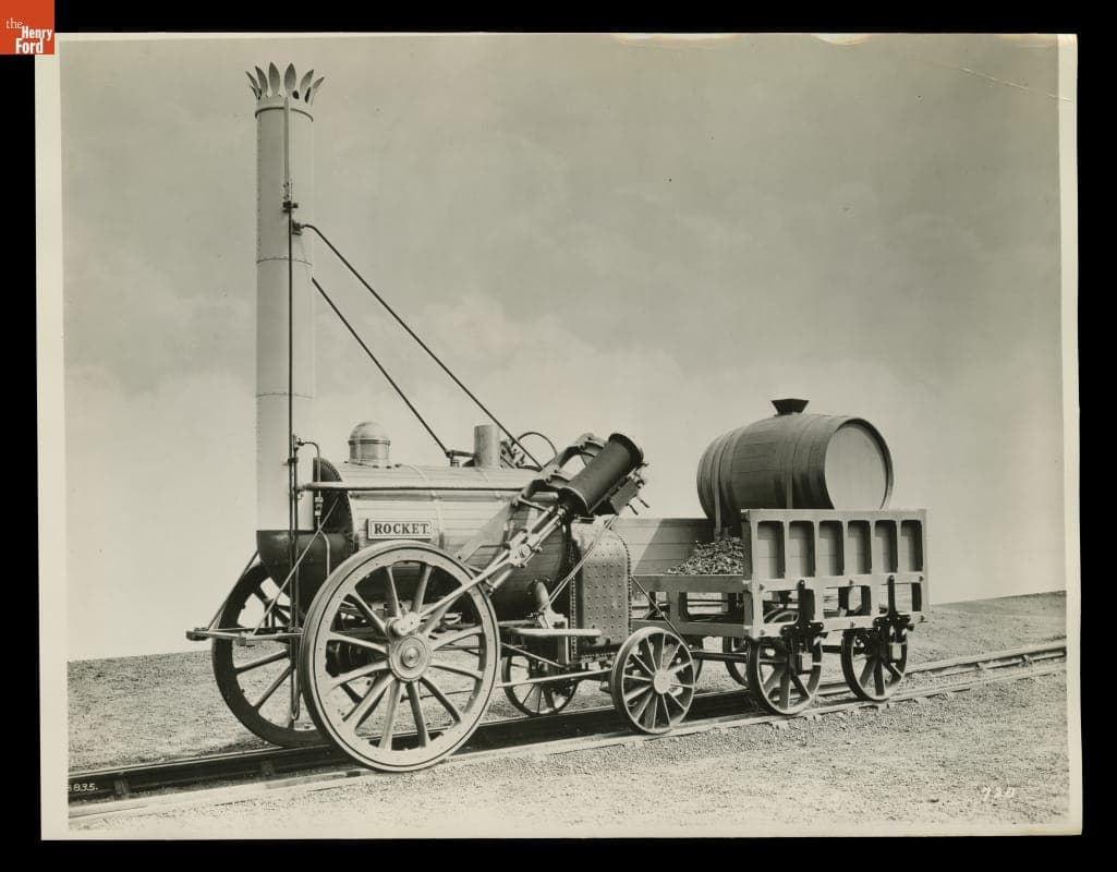 Replica of Robert Stephenson's 1829 "Rocket" Locomotive, July 1929