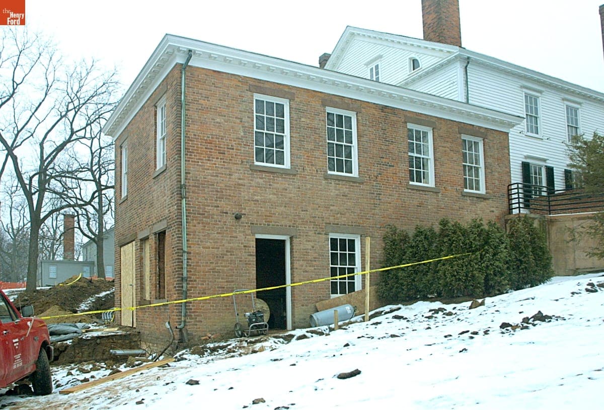 Noah Webster Home during the Greenfield Village Restoration Project, February 2003