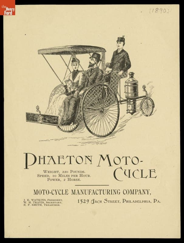 Advertisement for the "Phaeton Moto-Cycle," 1890
