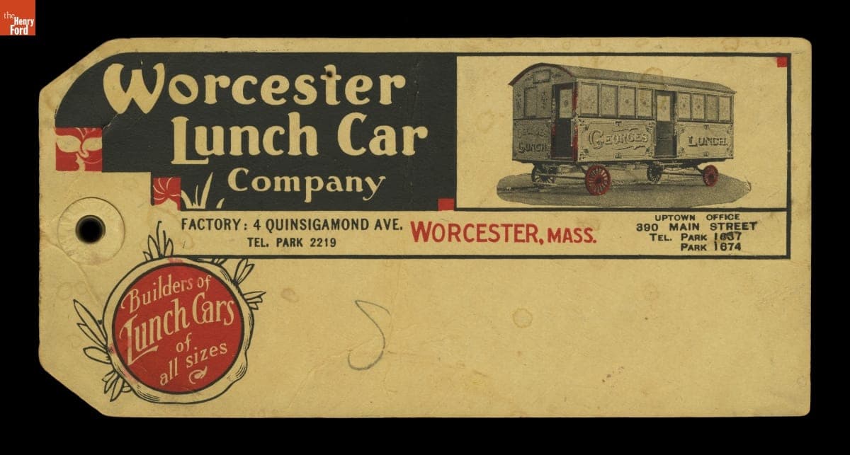 Worcester Lunch Car Company Tag from Lamy's Diner, 1946