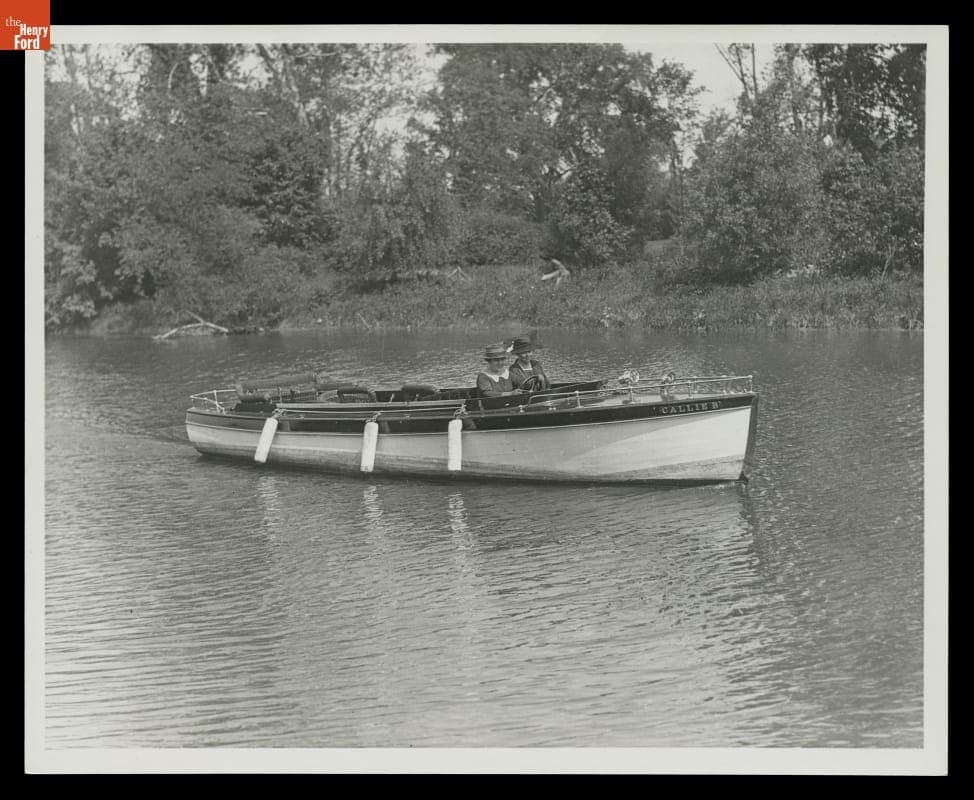 Clara Ford Driving her Boat "Callie B.," June 5, 1923
