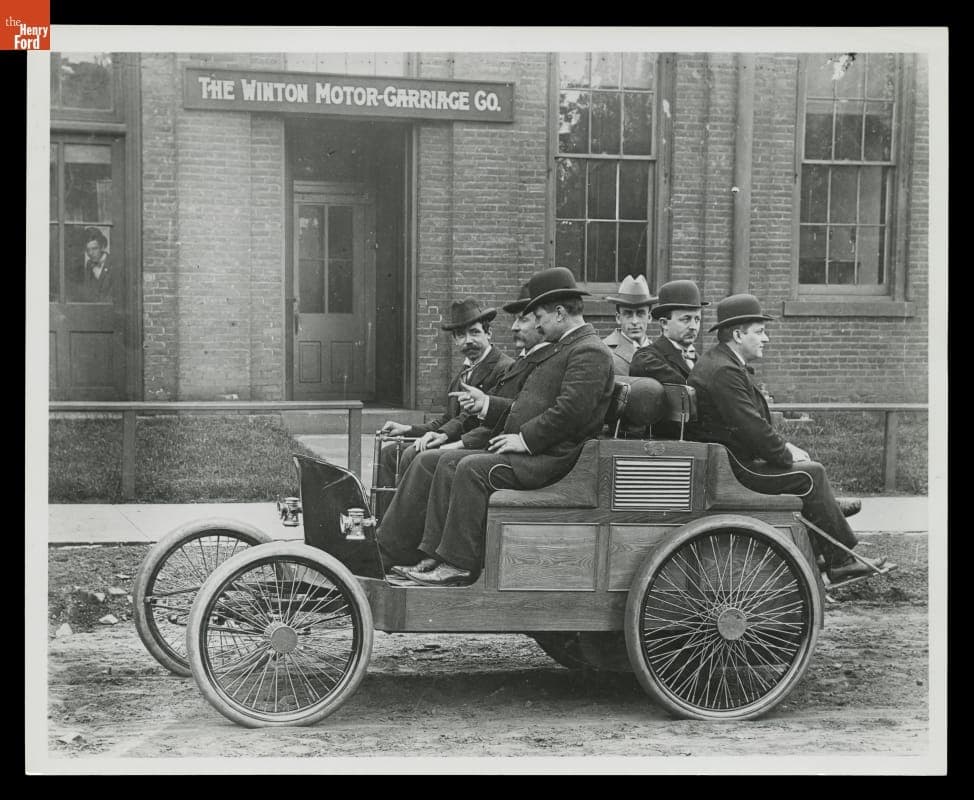 Alexander Winton with Others outside The Winton Motor-Carriage Co., 1896-1899