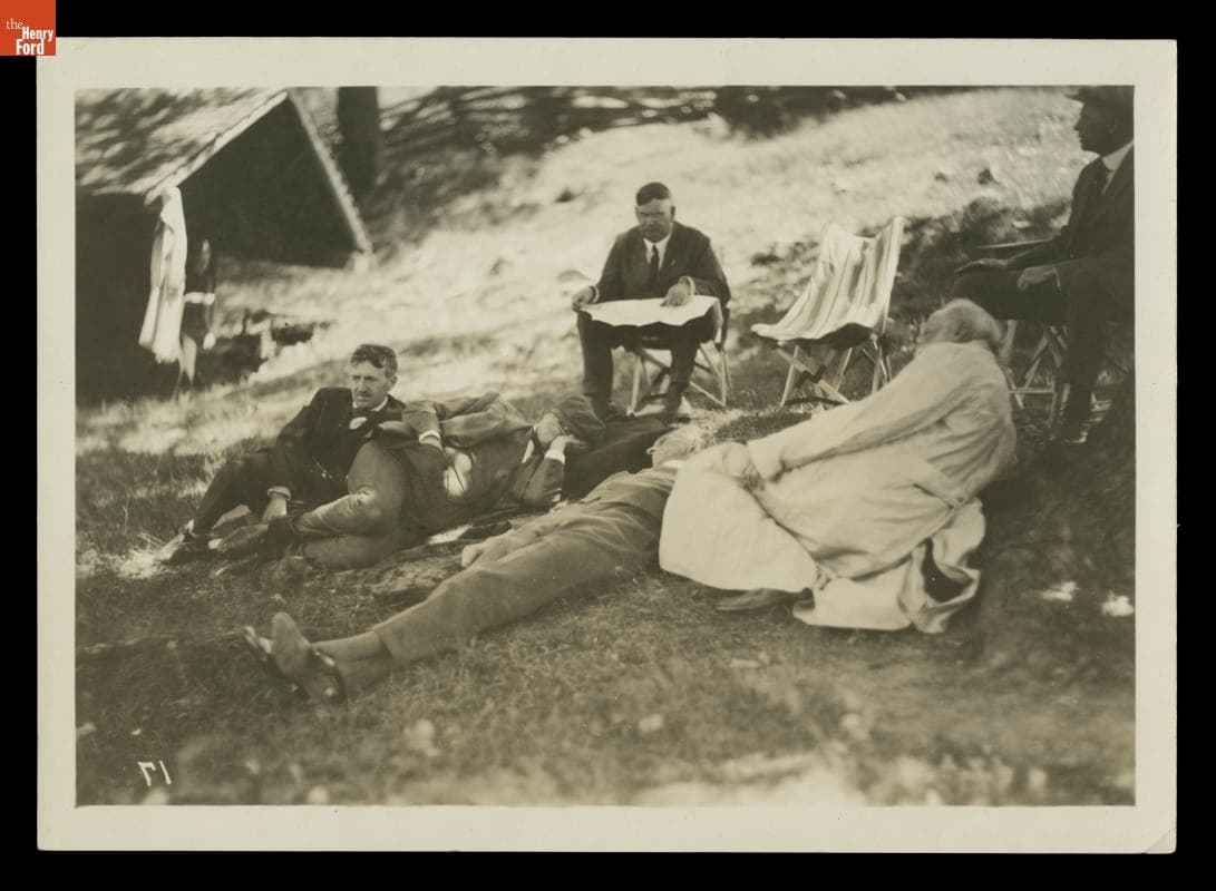 Harvey Firestone, Thomas Edison, Henry Ford and John Burroughs on a "Vagabonds" Camping Trip, 1918