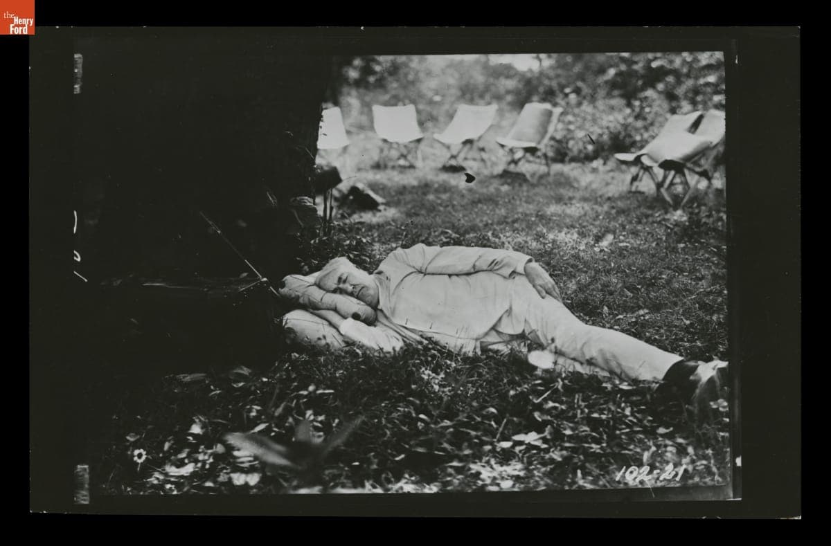 Thomas Edison Sleeping at a "Vagabonds" Campsite, 1921