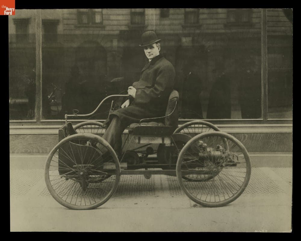 Henry Ford Driving 1896 Quadricycle in New York City, 1910