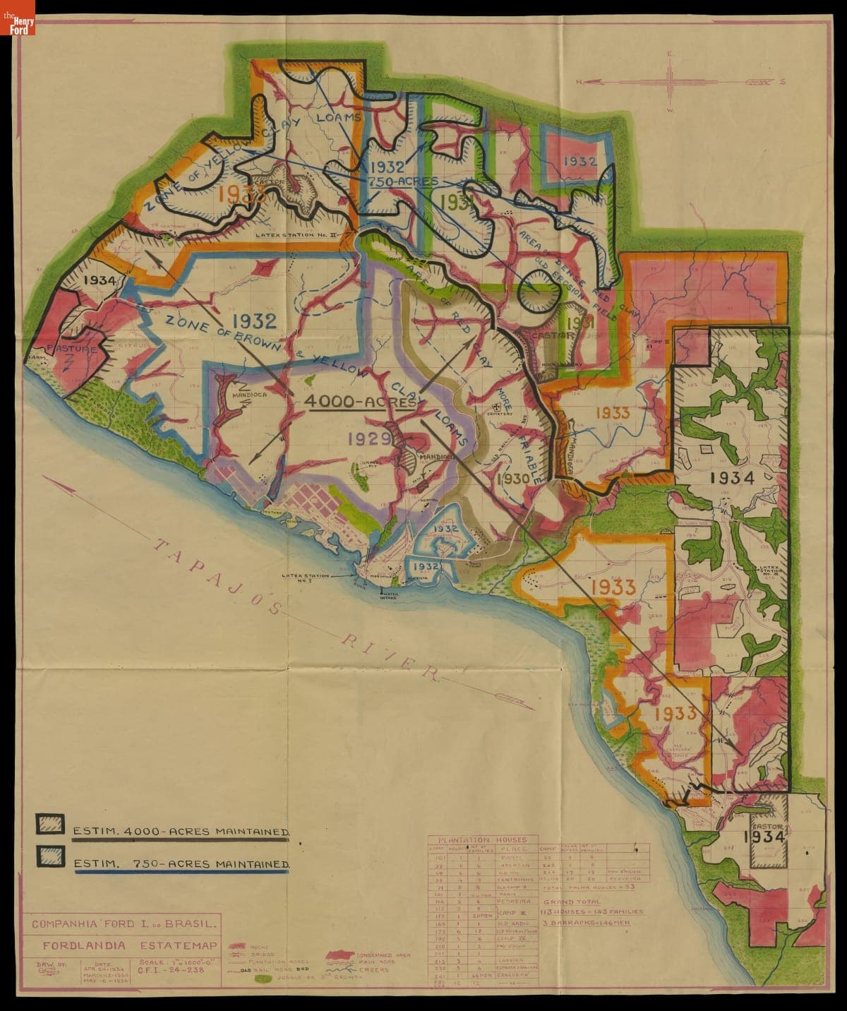 "Companhia Ford do Brasil, Fordlandia Estate Map," 1936