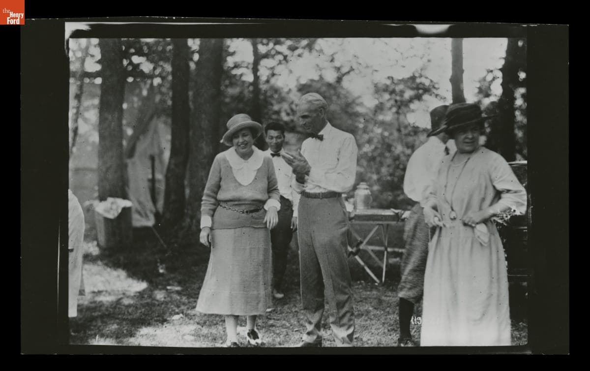 Eleanor Ford, Thomas Sato, Henry Ford, Edsel Ford and Clara Ford on a "Vagabonds" Camping Trip, Maryland, 1921