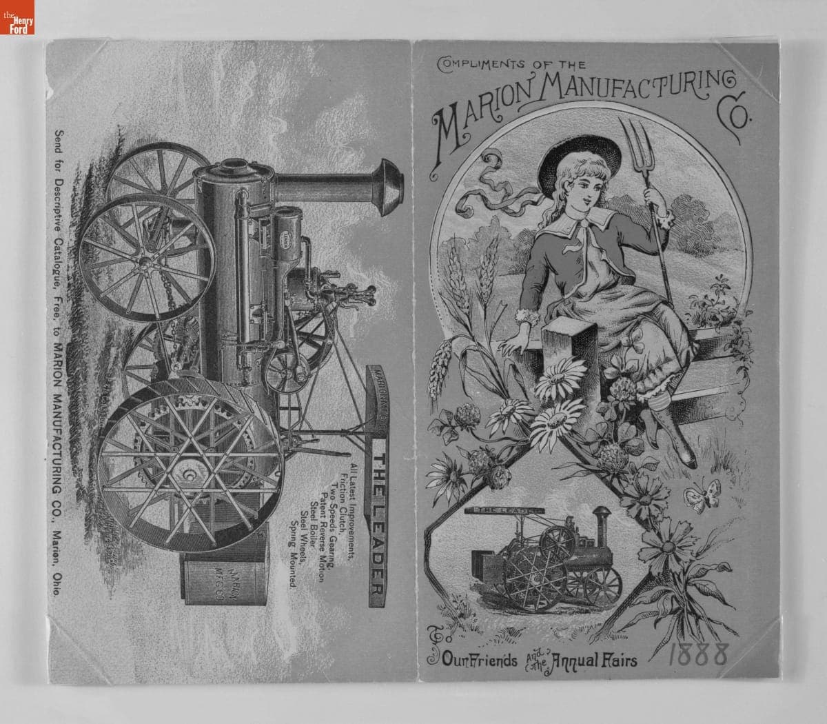 Trade Card for Marion Manufacturing's "Leader" Machinery, 1888