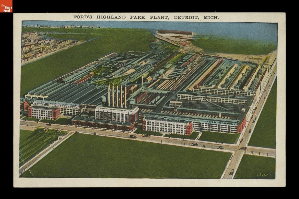 "Ford's Highland Park Plant, Detroit, Mich.," Aerial View, circa 1930