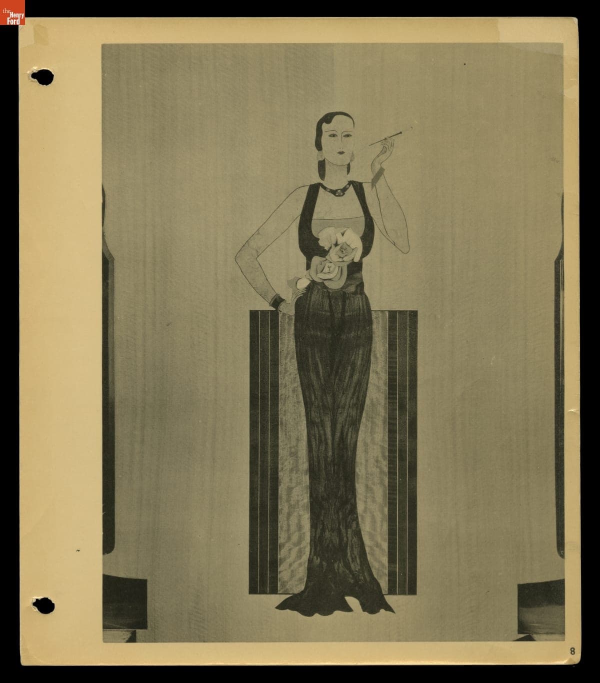 Portrait of a Woman in Roddis Decorative Veneer Paneling, 1930-1935