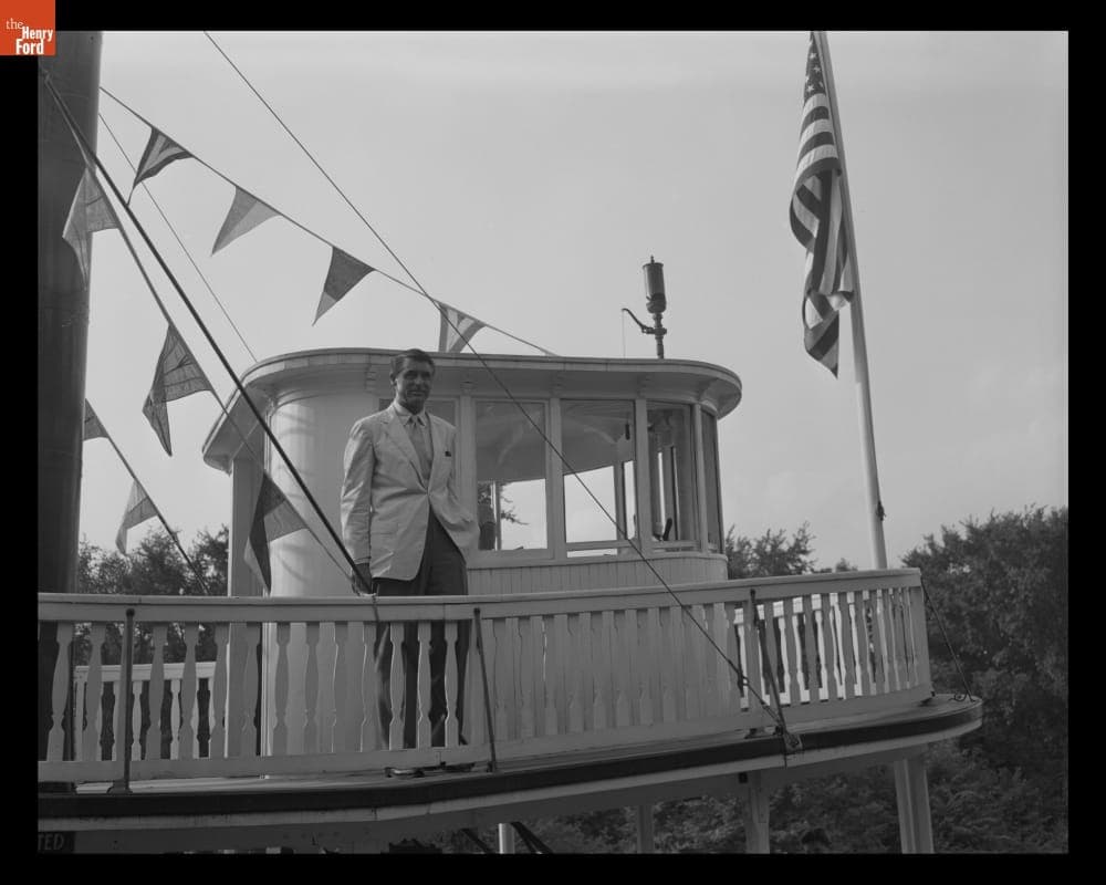 Cary Grant aboard the Suwanee Steamboat during a Visit to Greenfield Village, August 9, 1955