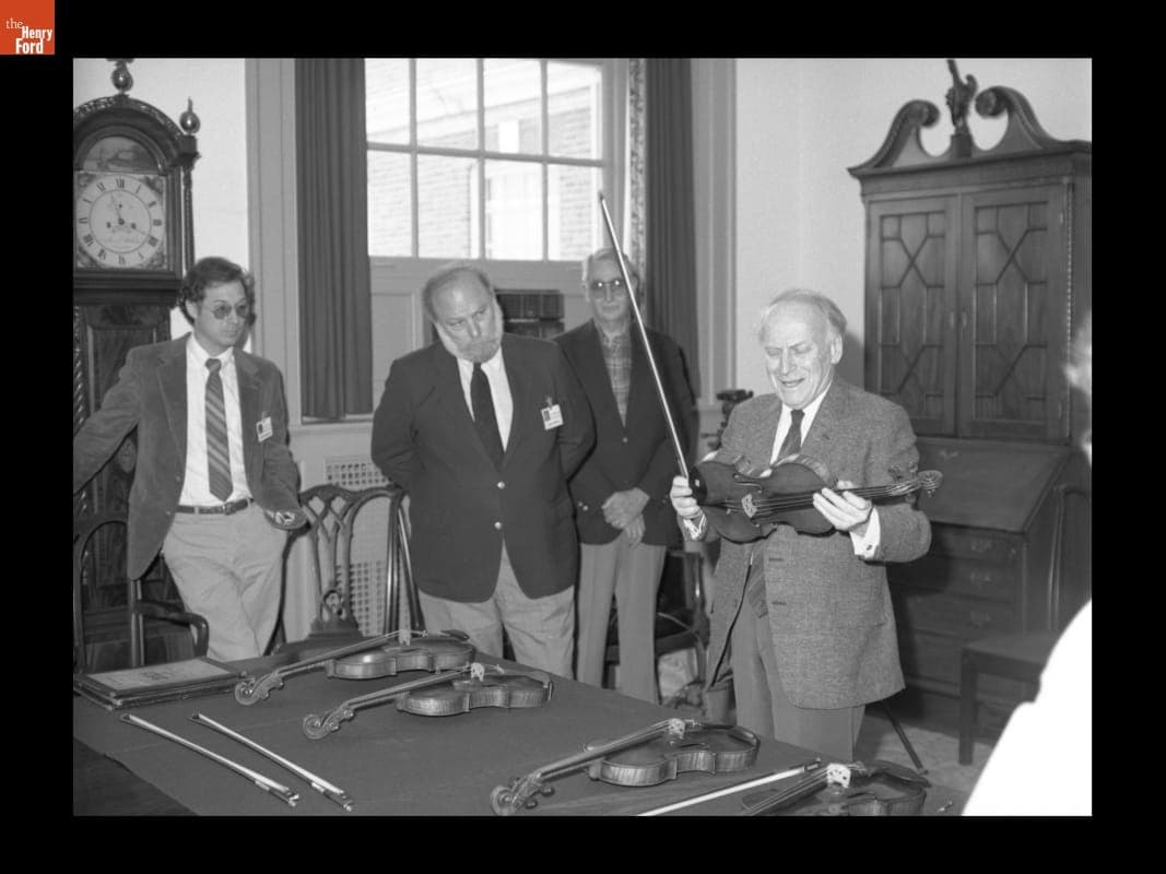 Yehudi Menuhin at Henry Ford Museum, Playing Violins in the Museum's Collection, April 7, 1988