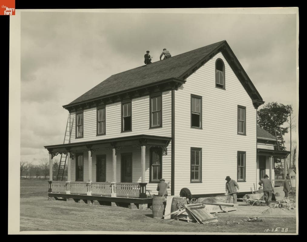 Sarah Jordan Boarding House Construction in Greenfield Village, October 25, 1928