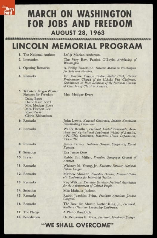 "March on Washington for Jobs and Freedom, August 28, 1963. Lincoln Memorial Program"
