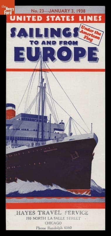 "United States Lines, Sailings To and From Europe," January 3, 1938
