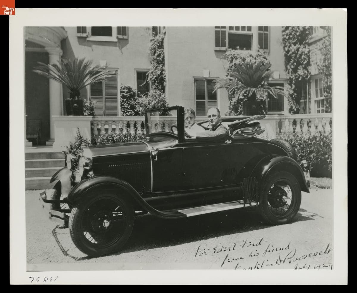 Franklin D. Roosevelt Driving a 1929 Ford Model A Cabriolet