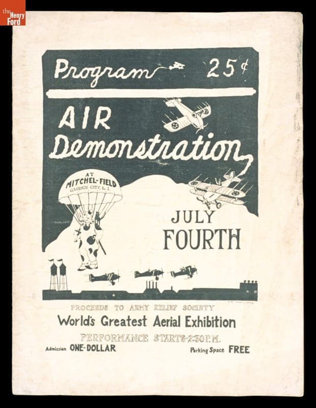 Program for an Air Show, "Air Demonstration, July Fourth," circa 1921