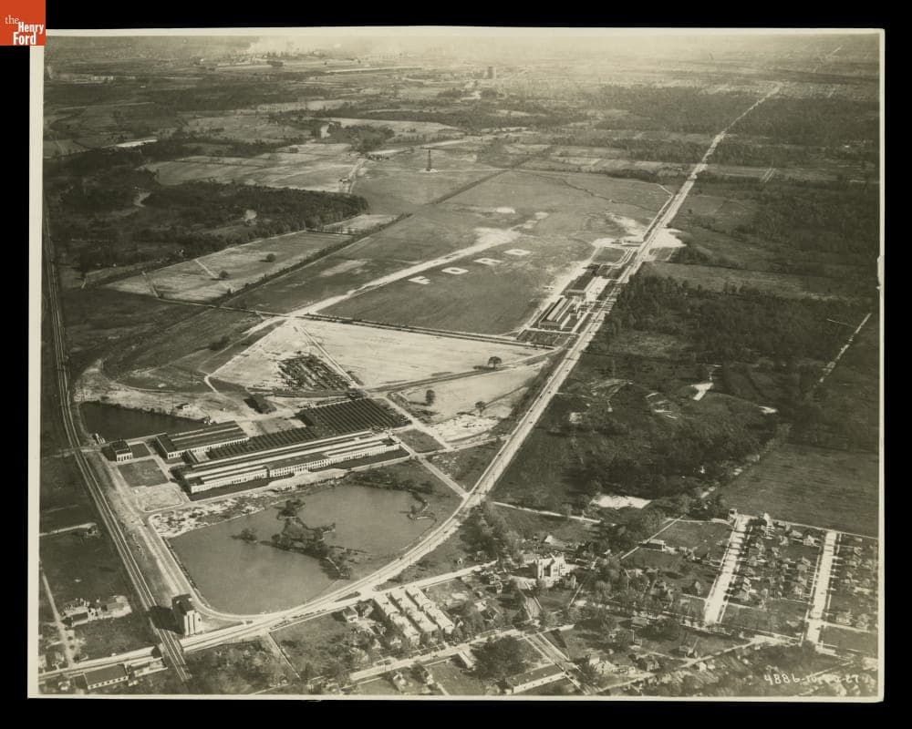 Aerial View of Ford Airport and Ford Engineering Building, Dearborn, Michigan, October 1927