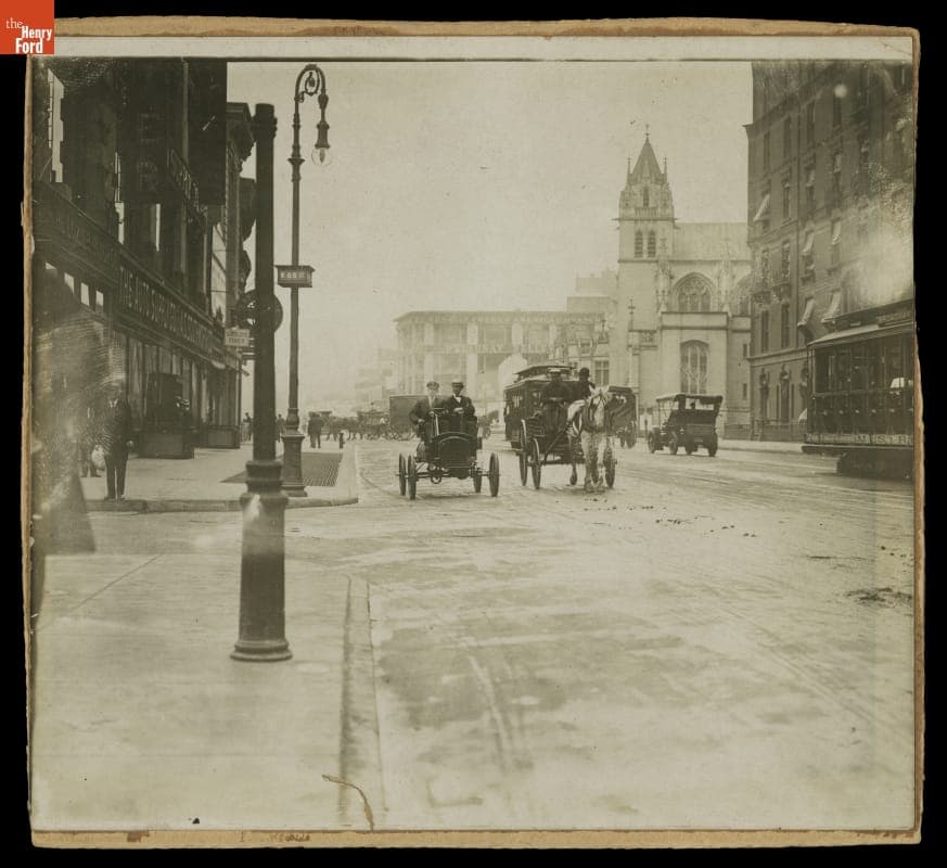 Court-Ordered Automobile Test for the Selden Patent Suit, 1907, "Looking Up Broadway from 55th"