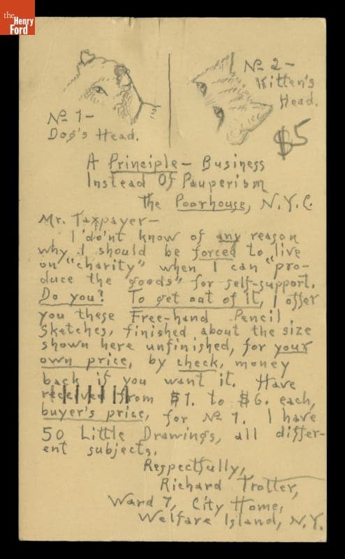 Letter from Richard Trotter to Edsel Ford, Offering to Sell Drawings, December 18, 1924