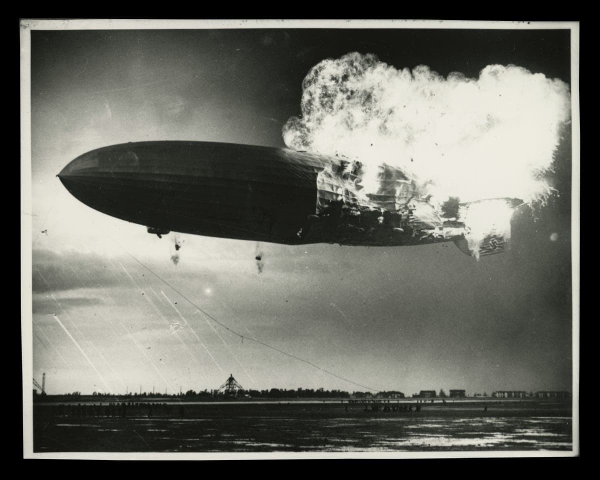 Airship "Hindenburg" Disaster, Naval Air Station Lakehurst in Manchester Township, New Jersey, May 6, 1937