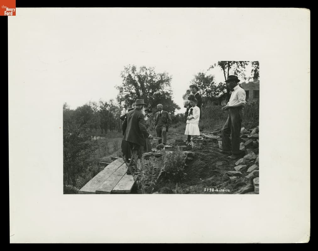 John Burroughs, Henry Ford, and Others on the Grounds of Fair Lane, Dearborn, Michigan, 1916