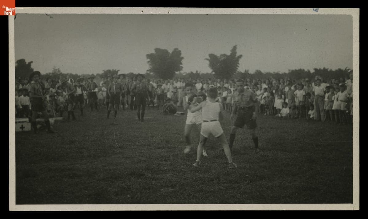 Boy Scouts Boxing at the Golf Course, Fordlandia, Brazil, 1945