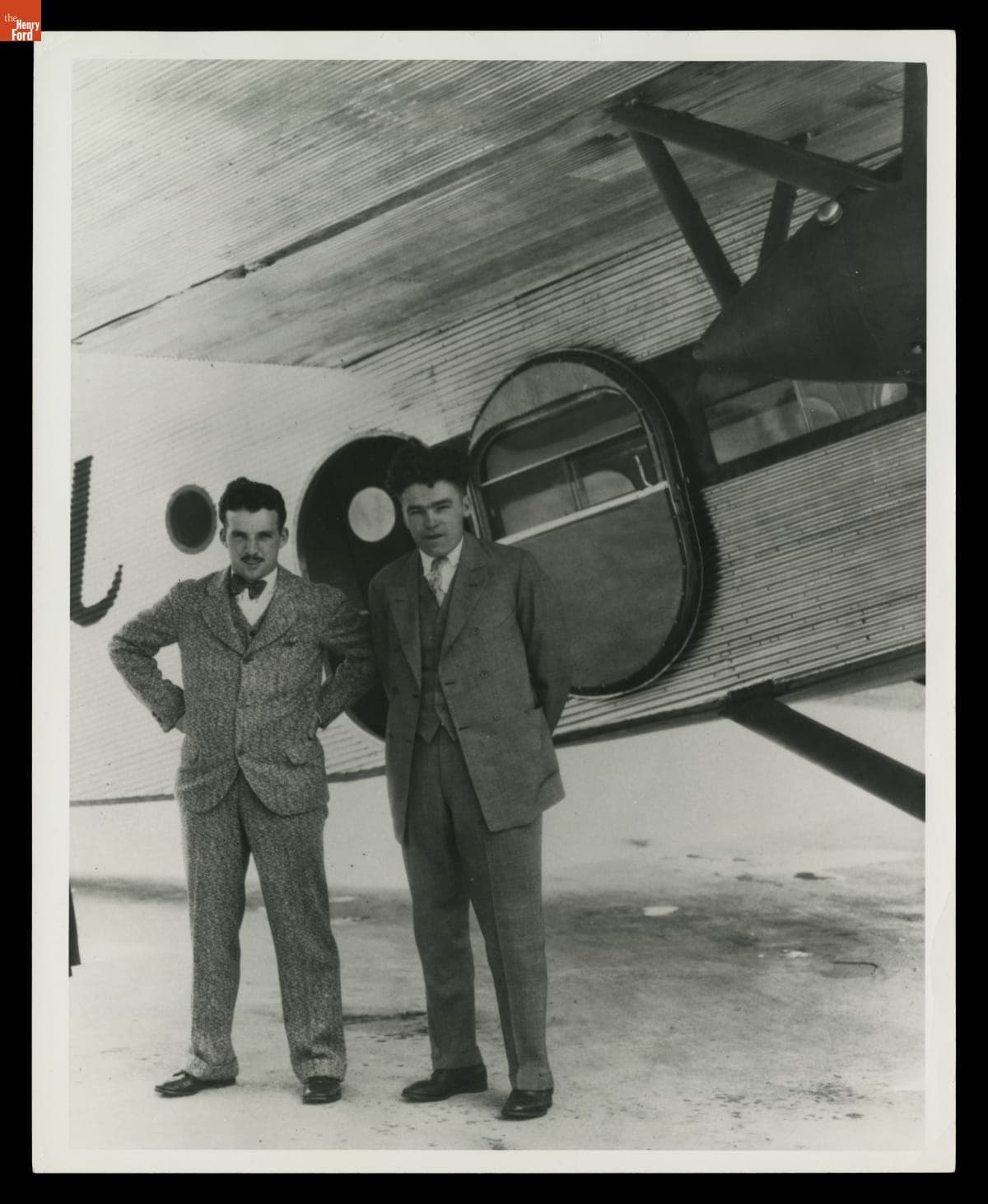 Ford Pilot Harry Brooks and Mechanic Harry Russell with Ford Tri-Motor Airplane, 1927