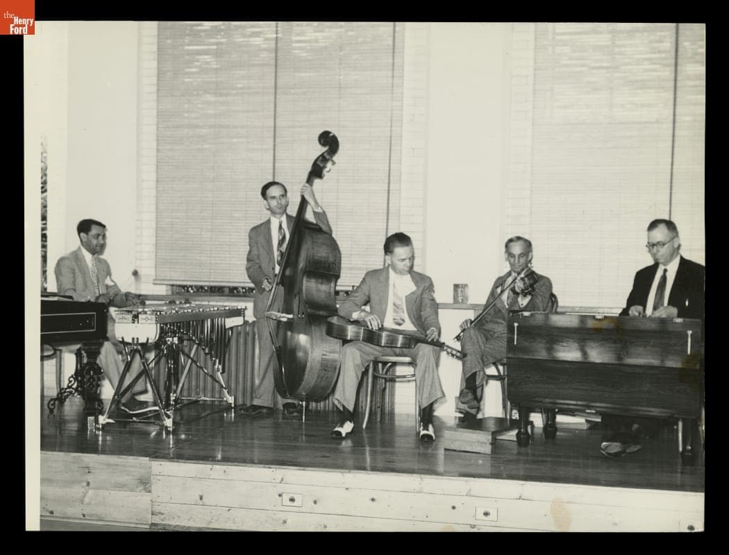 Henry Ford Playing Violin, with His Old-time Dance Orchestra Musicians, 1933