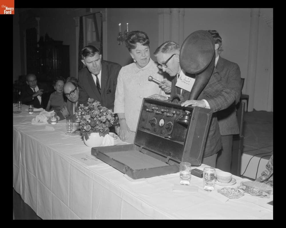 Marion Armstrong Presents the First Portable Superheterodyne Radio Receiver to Henry Ford Museum, September 22, 1967