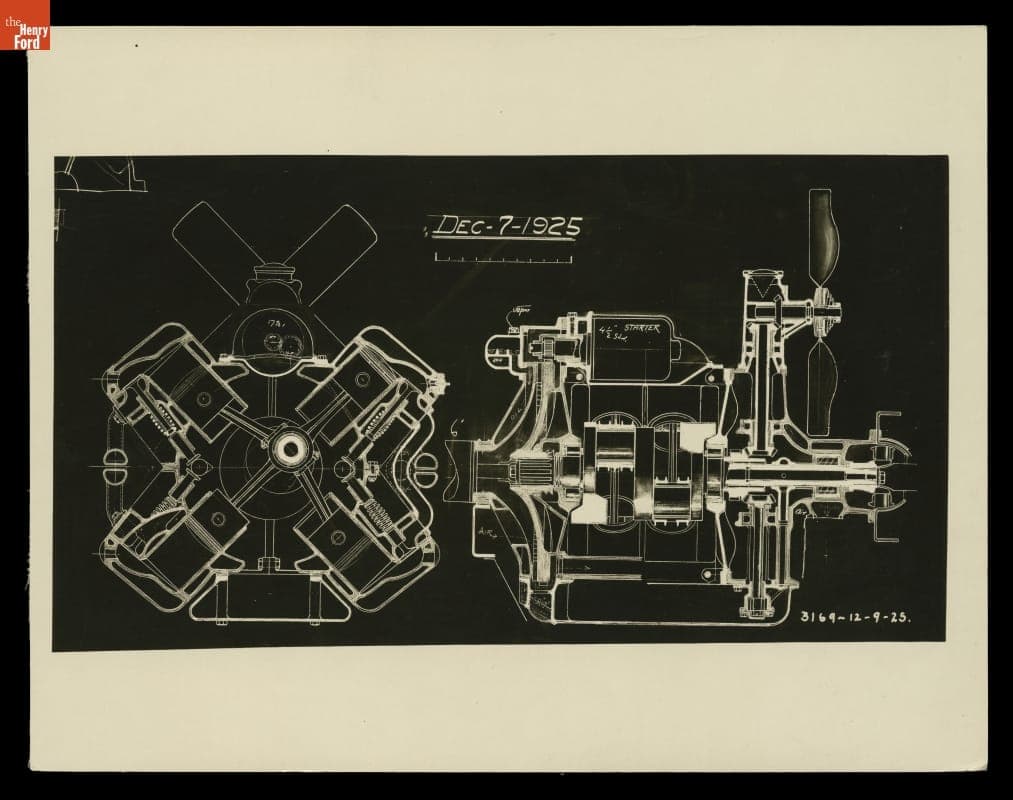 Blackboard Drawing of an X-Engine, 1925