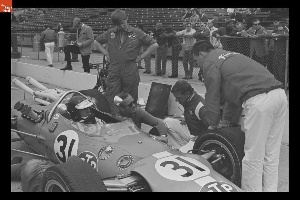Jim Clark in Lotus-Ford Race Car at Indianapolis Motor Speedway, May 1967