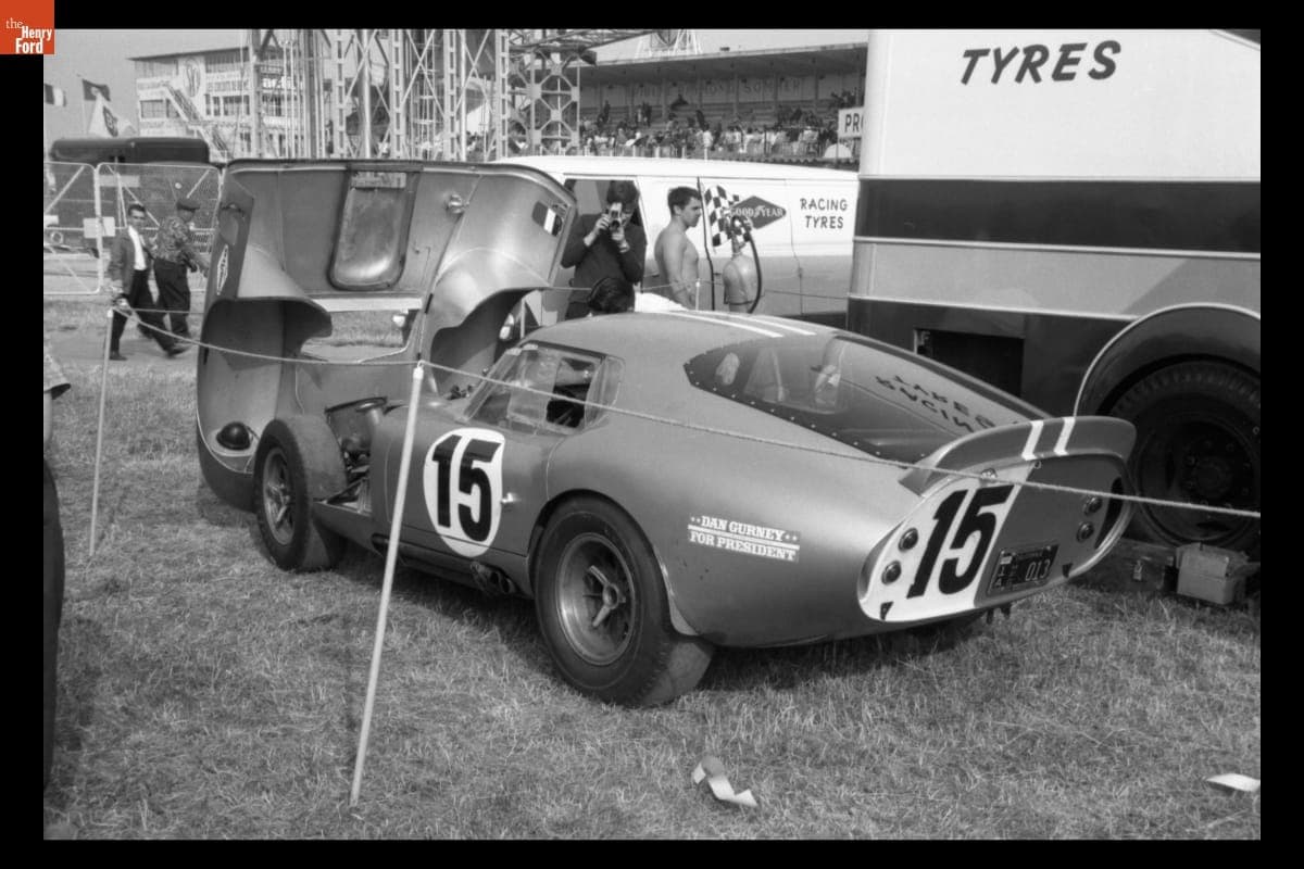 Shelby Cobra Daytona Coupe Driven by Dan Gurney and Bob Bondurant at the 12 Heures Internationals de Reims, France, July 1964