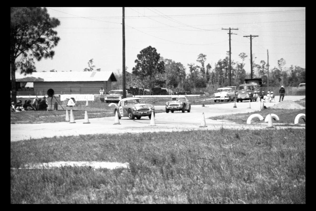 Austin-Healey Race Cars at the 12-Hour Endurance Race, Sebring, Florida, March 1963